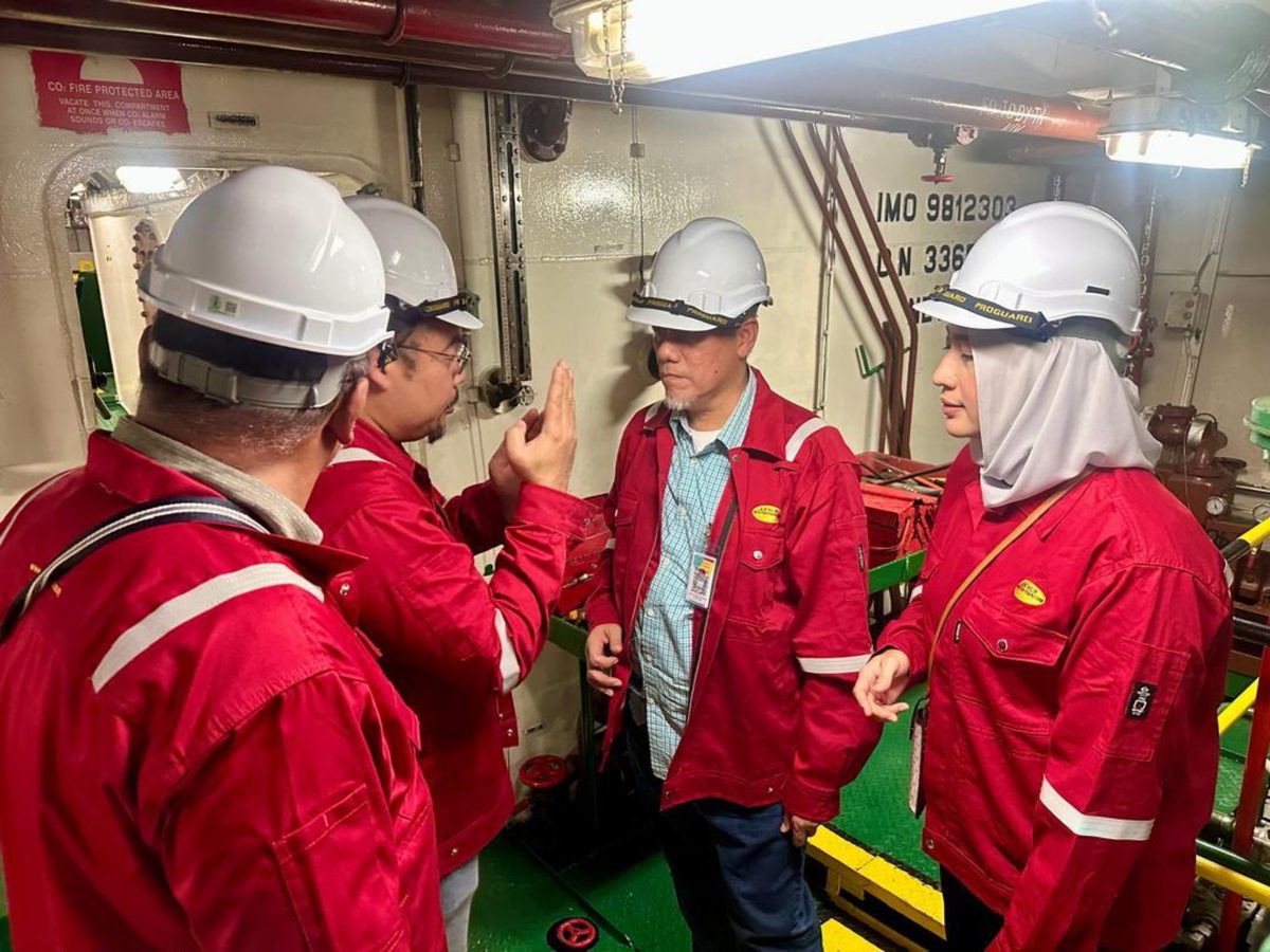 NESB management inspecting vessel systems aboard Robust Three